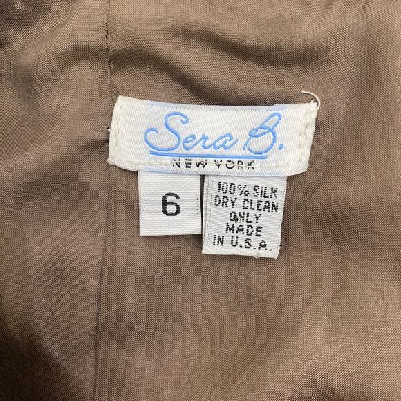 Sera B. New York Silk Sequin Pencil Skirt Womens 6 Brown Gold Sheer Luxury Bling - Picture 6 of 7